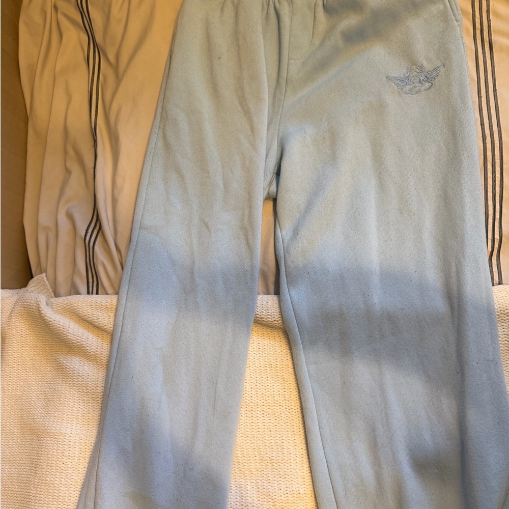 Boys Lie Light Blue Fleece Joggers with Wing Embroidery